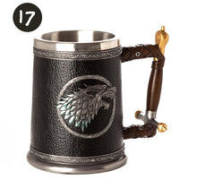 Load image into Gallery viewer, Game Of Thrones Beer Mug Viking Mug Skull Mug Wooden Barrel Retro Mug Stainless Steel Resin Cups Coffee Mug Drinkware Tankard