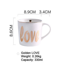 Load image into Gallery viewer, Creative Ceramic Milk Mug Love Star Stripe Pattern Gold Plating Handle Cup Office Household Coffee Milk Tea Mugs Home Decoration