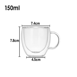 Heat Resistant Double Wall Glass Coffee/Tea Cups And Mugs  Travel Double Coffee Mugs With The Handle Mugs Drinking  Shot Glasses