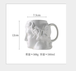 Creative Ceramic Milk Cup Coffee Cup Spain Ancient Greek Apollo David Head Cup Mug Roman Sculpture Cup David Water Cup