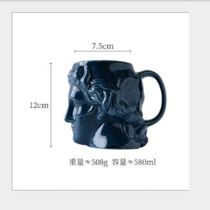 Creative Ceramic Milk Cup Coffee Cup Spain Ancient Greek Apollo David Head Cup Mug Roman Sculpture Cup David Water Cup