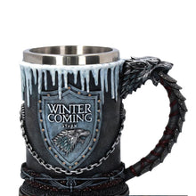 Load image into Gallery viewer, Game Of Thrones Beer Mug Viking Mug Skull Mug Wooden Barrel Retro Mug Stainless Steel Resin Cups Coffee Mug Drinkware Tankard
