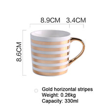 Load image into Gallery viewer, Creative Ceramic Milk Mug Love Star Stripe Pattern Gold Plating Handle Cup Office Household Coffee Milk Tea Mugs Home Decoration
