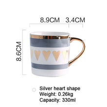 Load image into Gallery viewer, Creative Ceramic Milk Mug Love Star Stripe Pattern Gold Plating Handle Cup Office Household Coffee Milk Tea Mugs Home Decoration
